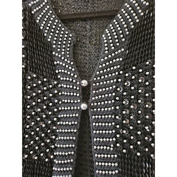 Magnolia Cardigan Womens XL Embellished Sequins Two Button Angora VTG Whimsigoth - Picture 8 of 13